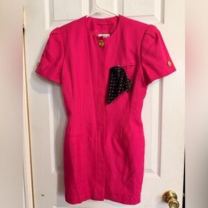 Kasper Pink Dress with Black Polka Dot Accent